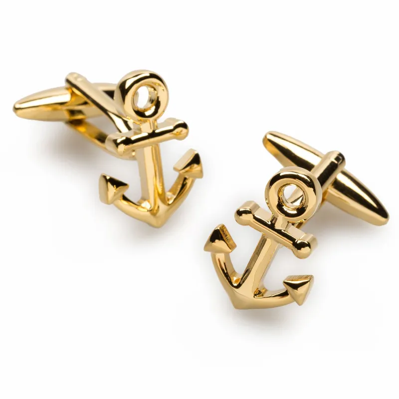Gold Anchor Cufflinks made by OTAA
