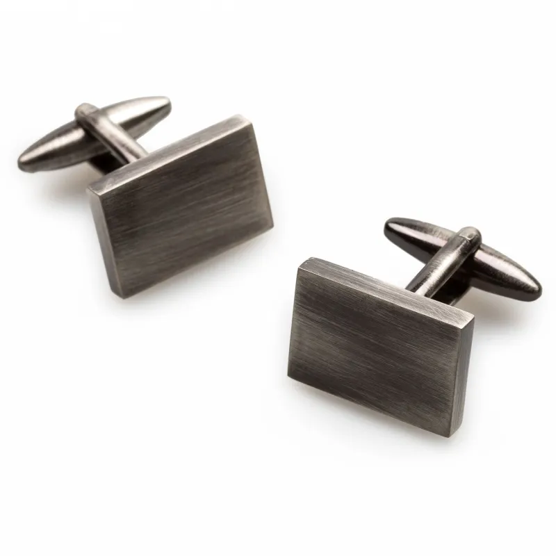 Classic Antique Silver Rectangle Cufflinks made by OTAA