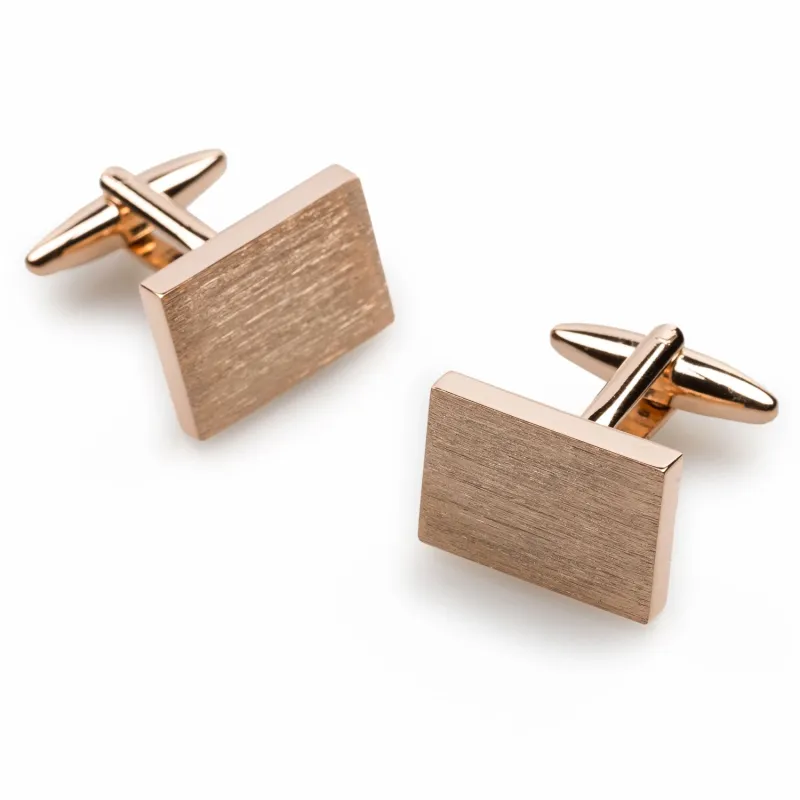Classic Rose Gold Rectangle Cufflinks made by OTAA
