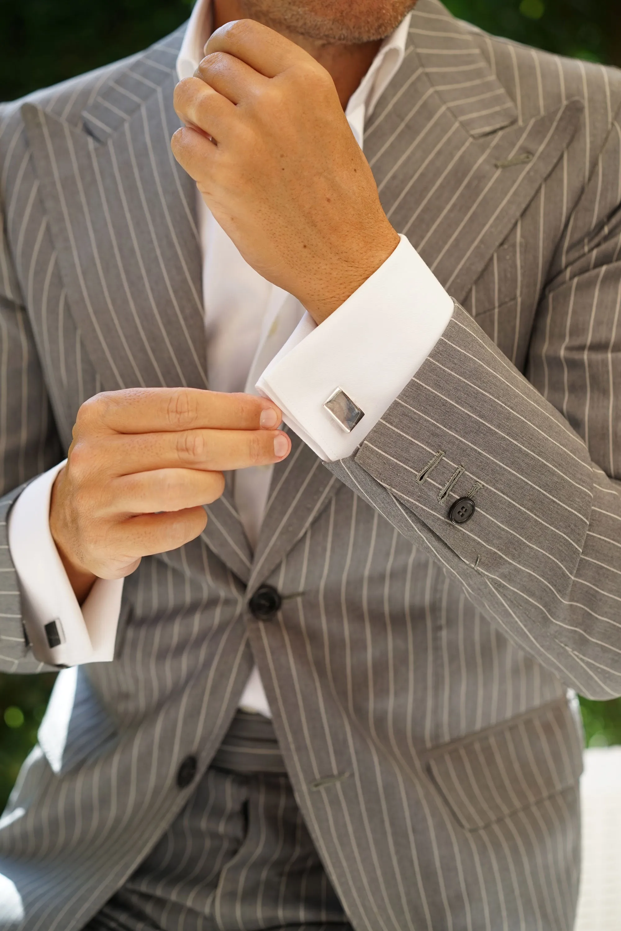 Classic Silver Rectangle Cufflinks sold by OTAA product image thumbnail 5