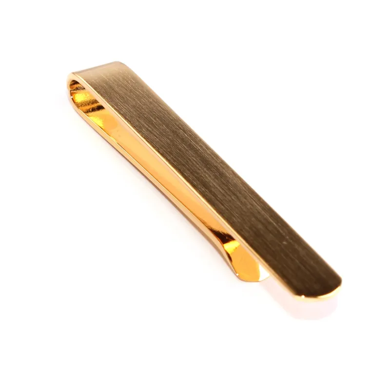 Brushed Gold Round Clasp Tie Bar made by OTAA