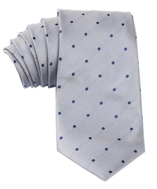 Grey with Navy Blue Polka Dots Tie made by OTAA