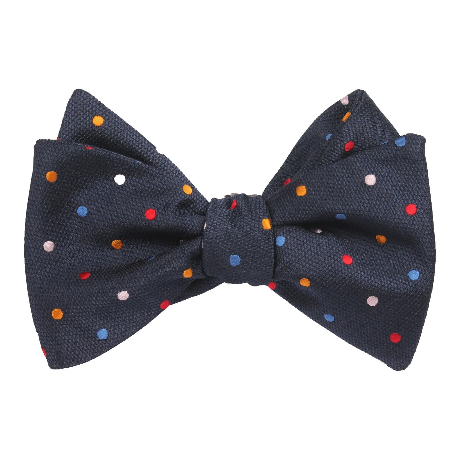 Navy Blue with Confetti Polka Dots Self Tie Bow Tie sold by OTAA product image thumbnail 2