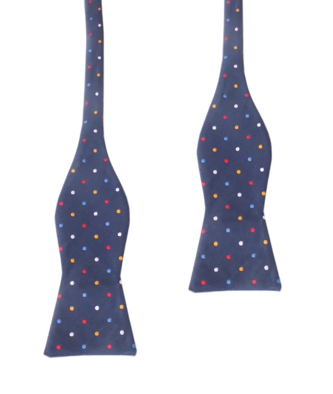 Navy Blue with Confetti Polka Dots Self Tie Bow Tie made by OTAA
