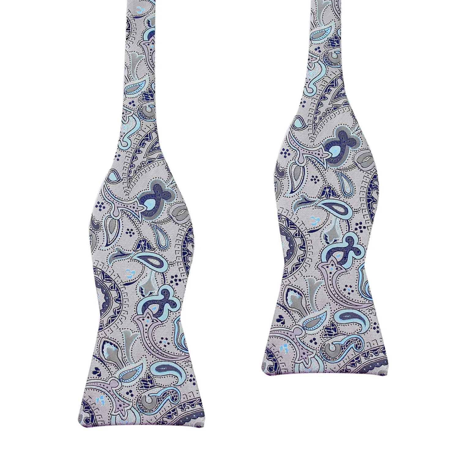 Paisley Silver Bow Tie Untied with Light Blue sold by OTAA