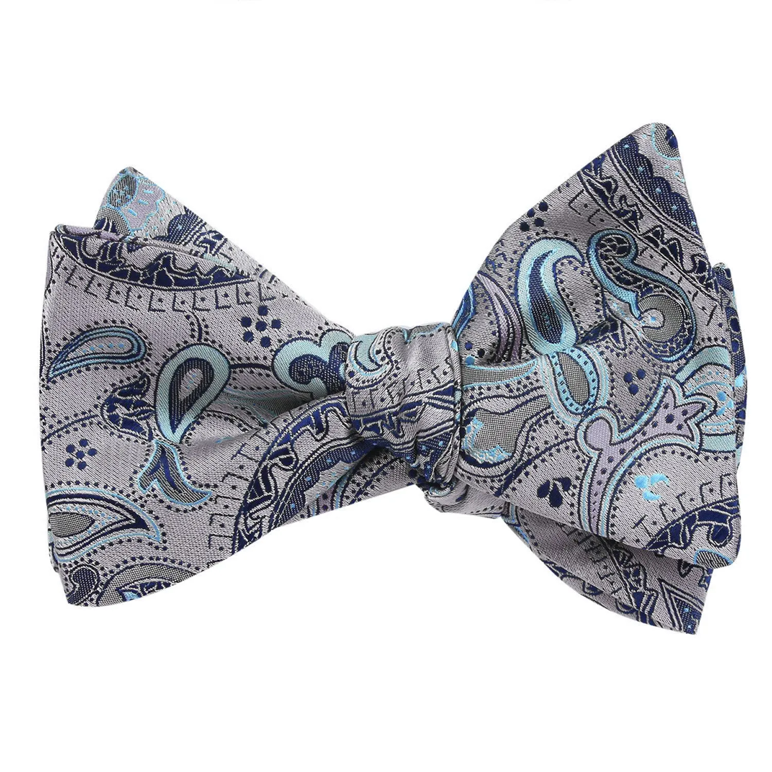 Paisley Silver Bow Tie Untied with Light Blue sold by OTAA product image thumbnail 2