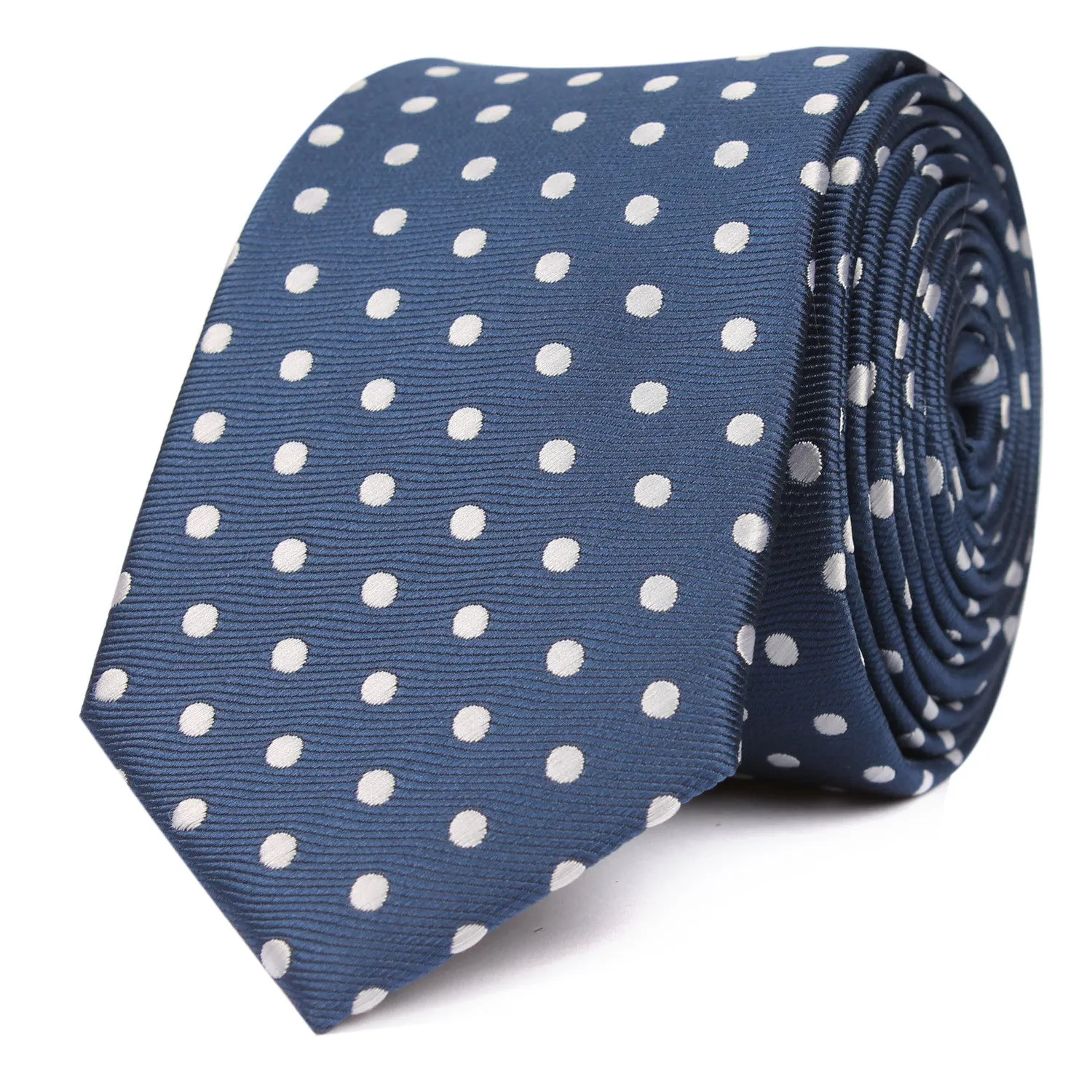 Royal Navy Blue Polka Dots Skinny Tie sold by OTAA product image thumbnail 2