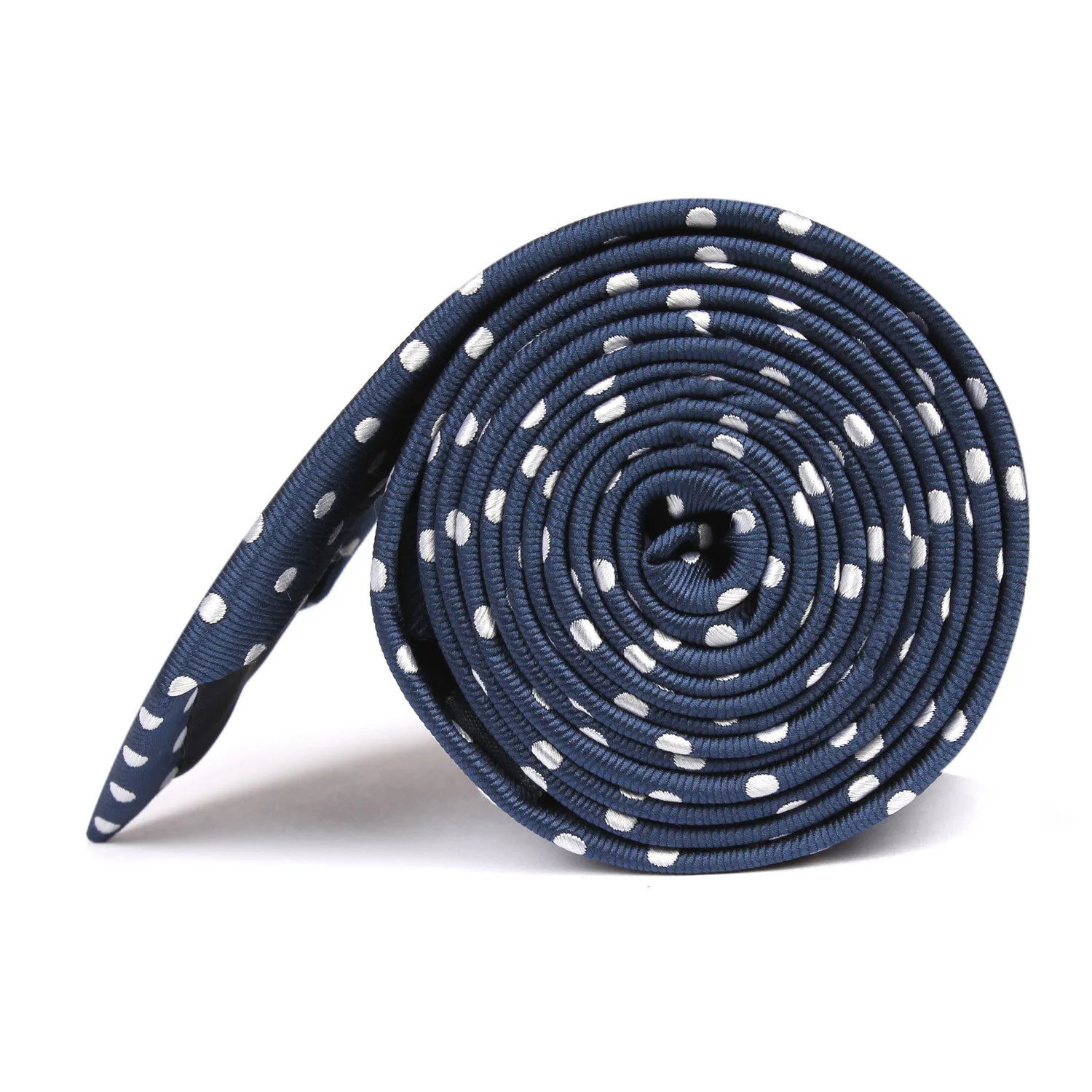 Royal Navy Blue Polka Dots Skinny Tie sold by OTAA product image thumbnail 3