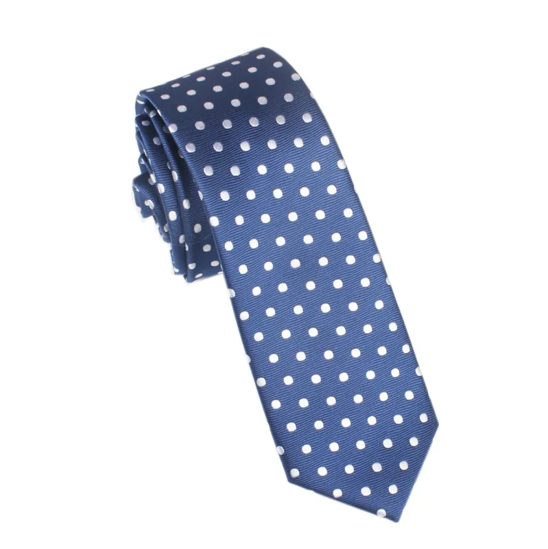 Royal Navy Blue Polka Dots Skinny Tie made by OTAA