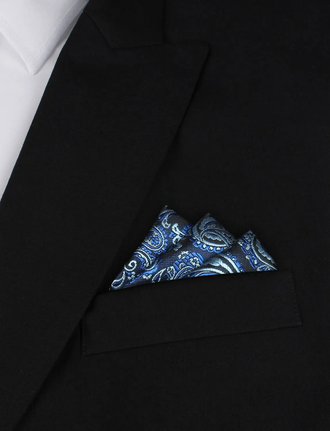 Paisley Black and Blue Pocket Square sold by OTAA product image thumbnail 3