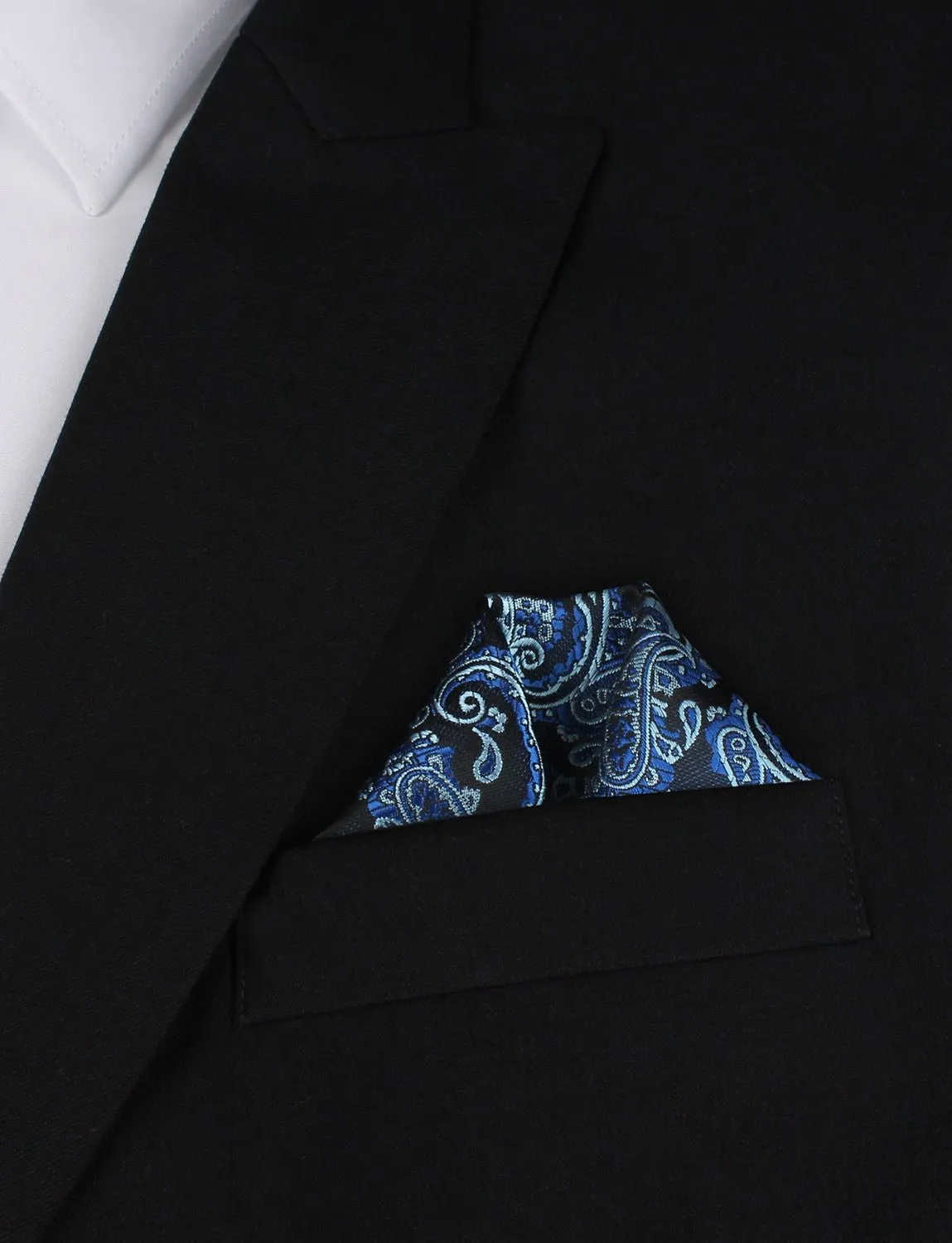 Paisley Black and Blue Pocket Square sold by OTAA product image thumbnail 4
