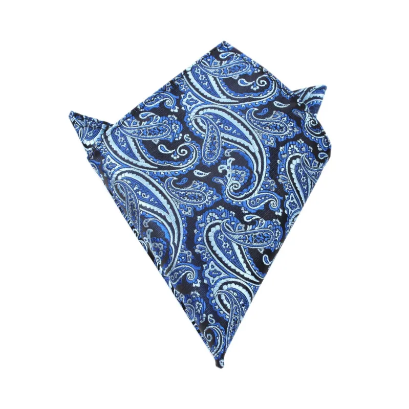 Paisley Black and Blue Pocket Square made by OTAA
