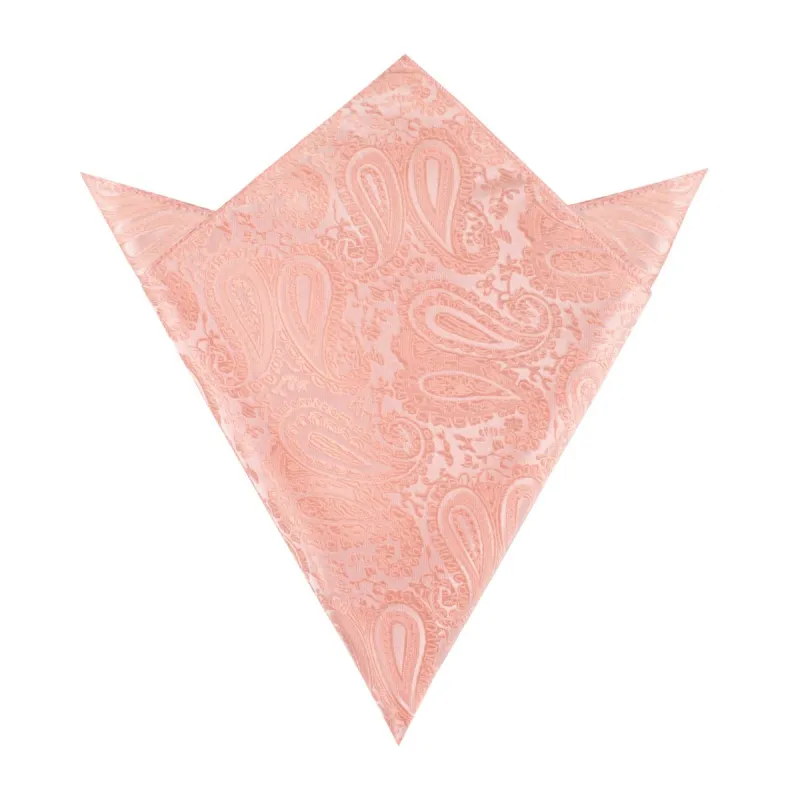Peach Paisley Pocket Square made by OTAA