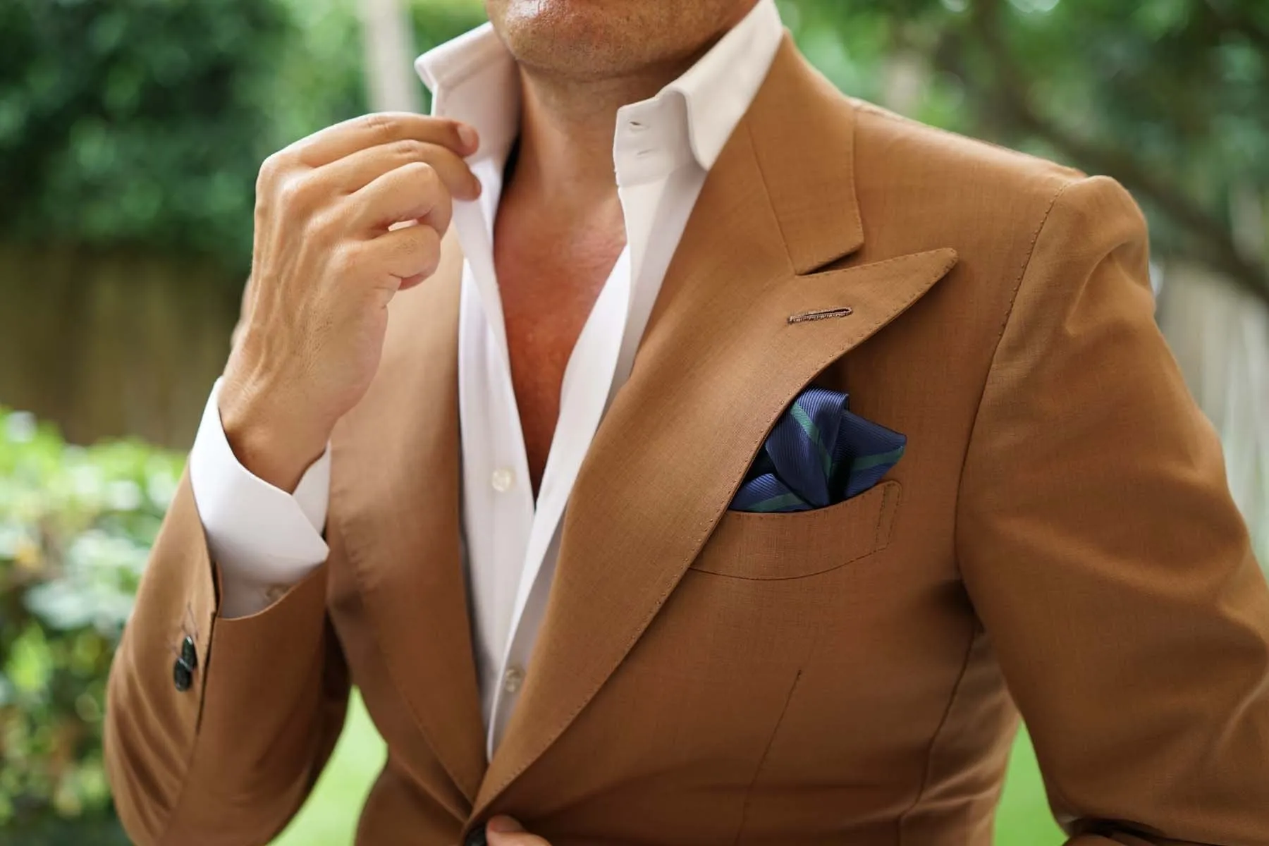 Brunswick Green Striped Pocket Square sold by OTAA product image thumbnail 3