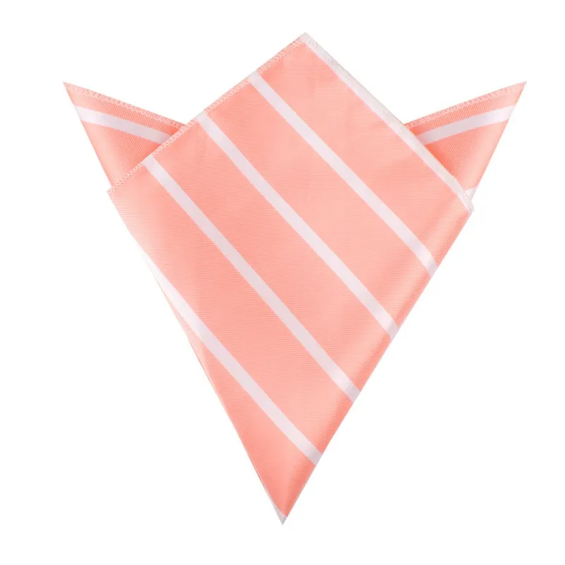 Peach Striped Pocket Square made by OTAA
