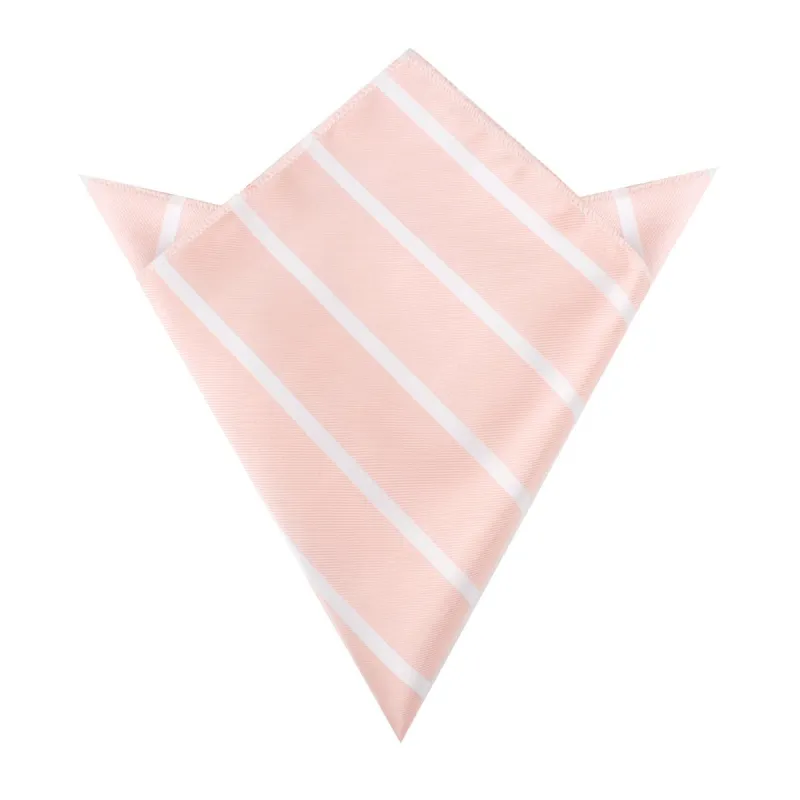 Blush Pink Striped Pocket Square made by OTAA