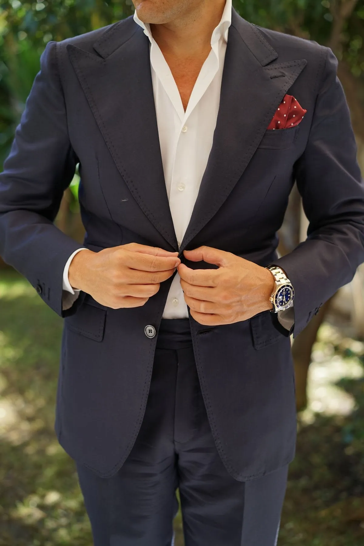 Burgundy Polka Dots Pocket Square sold by OTAA product image thumbnail 4