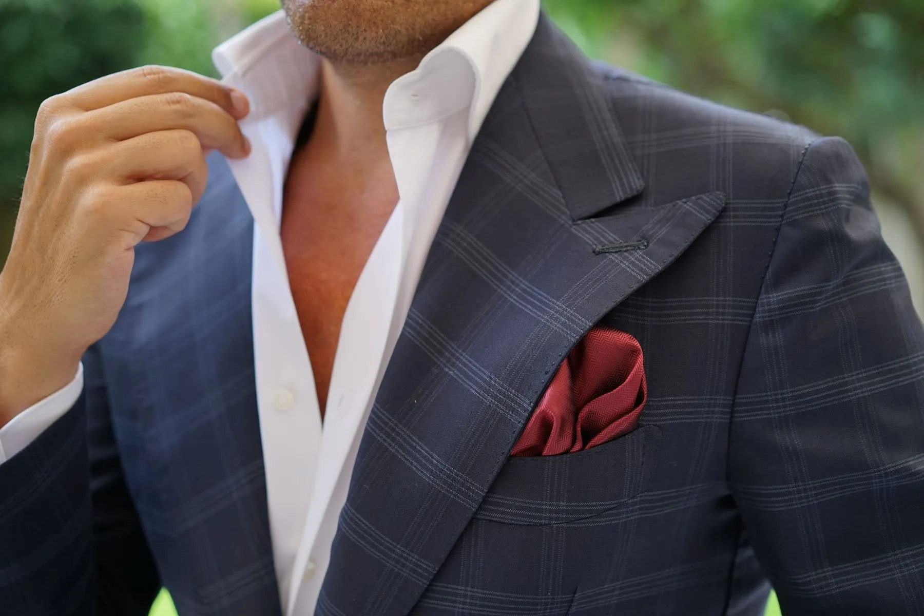 Burgundy Herringbone Pocket Square sold by OTAA product image thumbnail 5