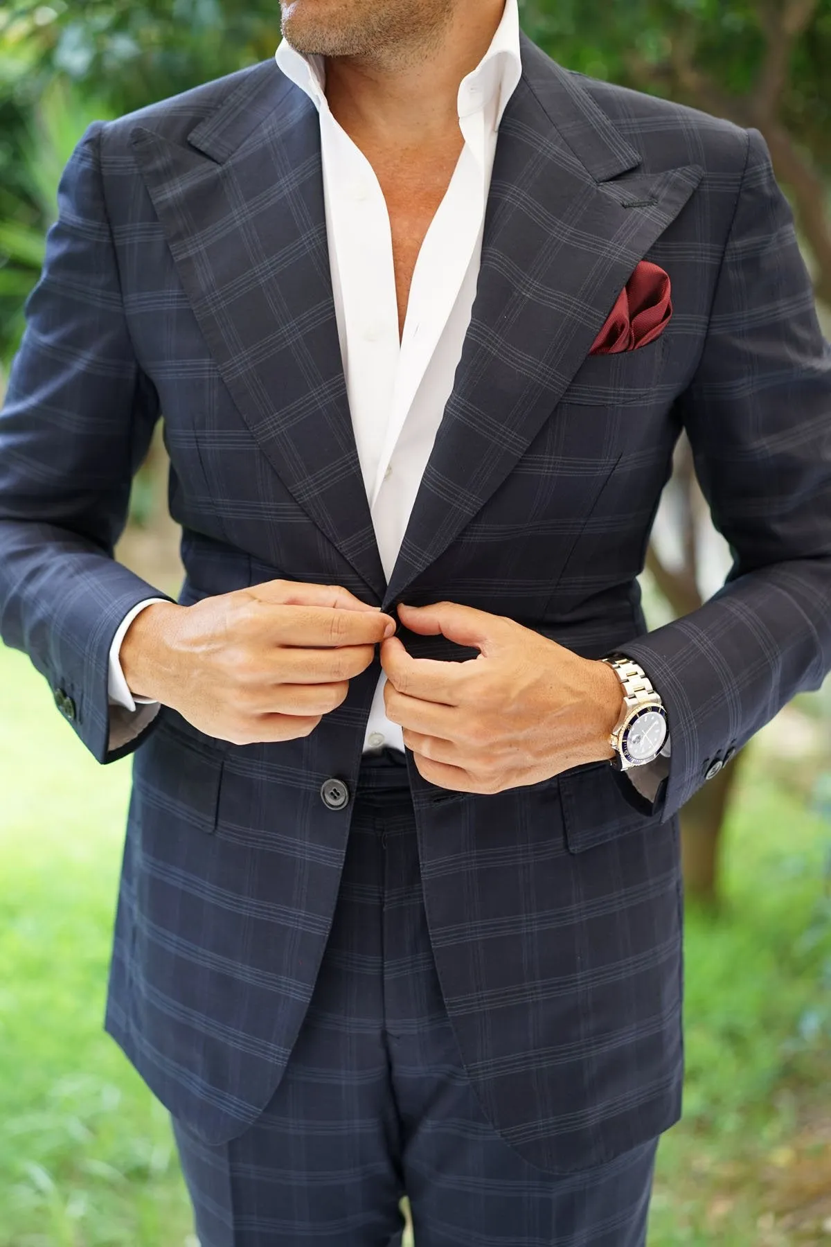 Burgundy Herringbone Pocket Square sold by OTAA product image thumbnail 4