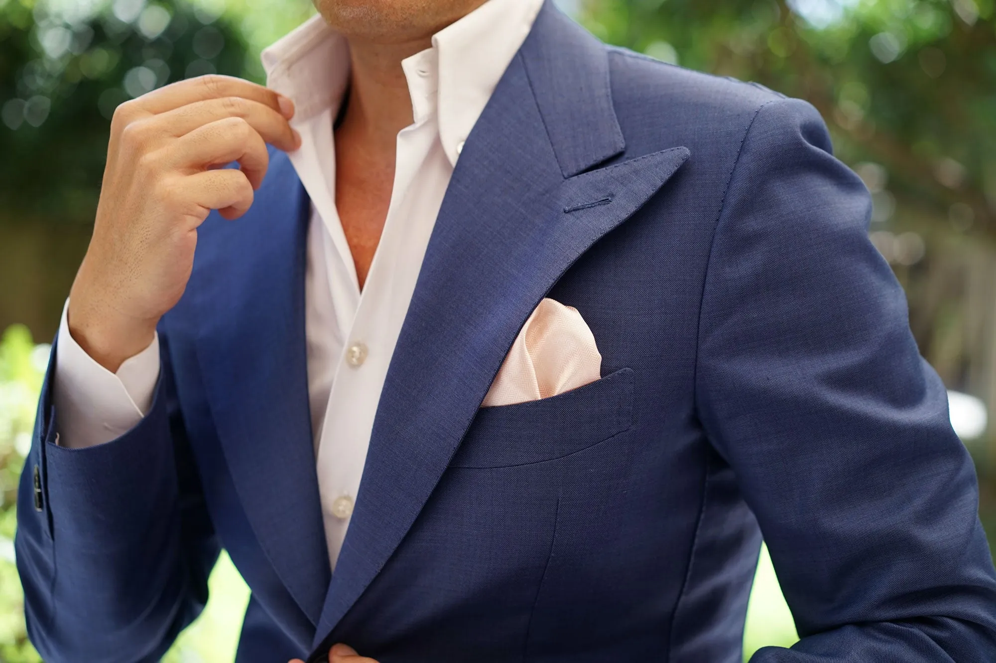 Blush Pink Herringbone Pocket Square sold by OTAA product image thumbnail 5