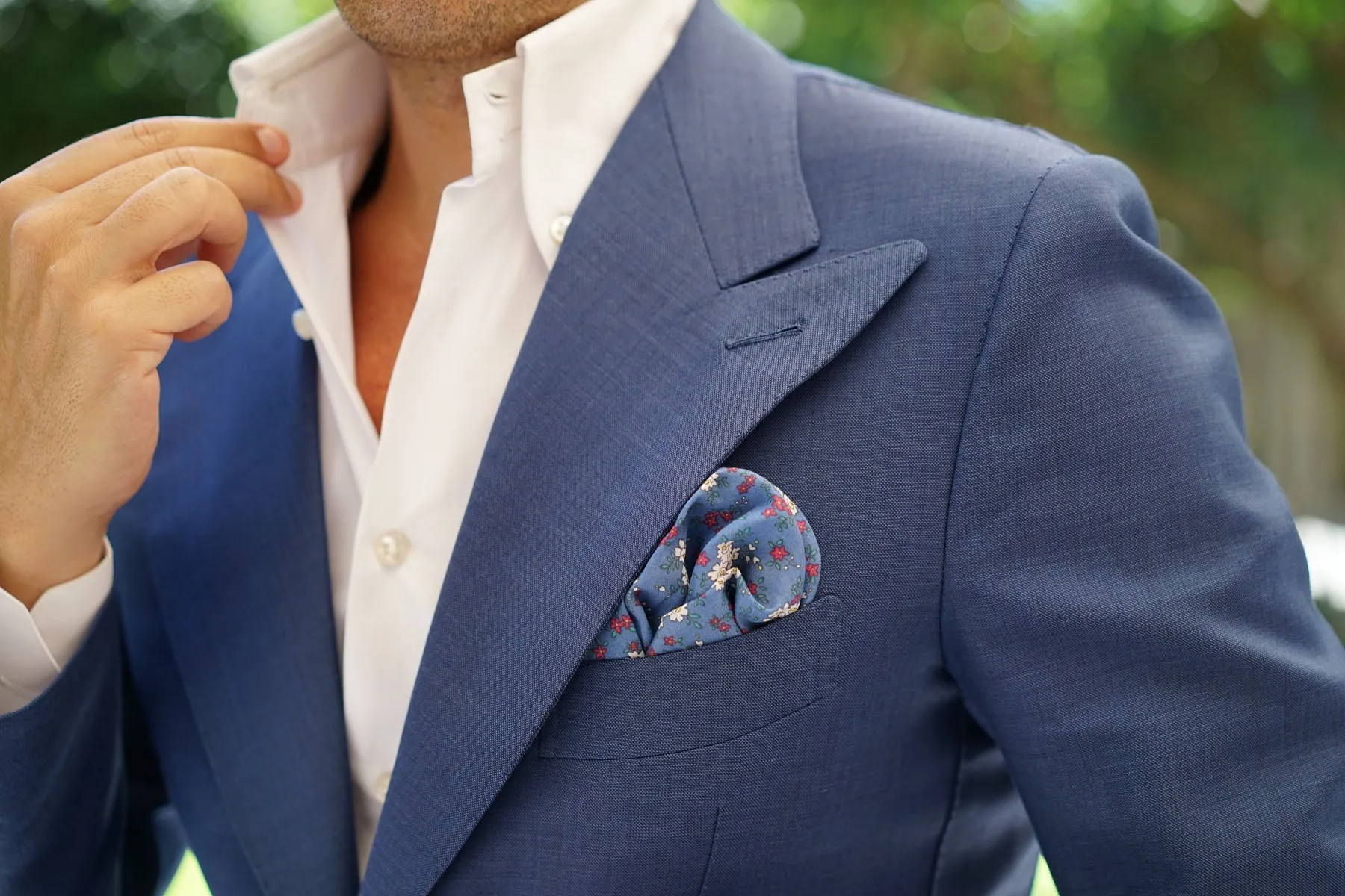 Ravenna Blue Floral Pocket Square sold by OTAA product image thumbnail 5