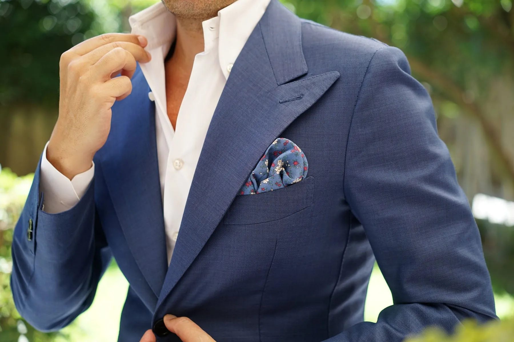 Ravenna Blue Floral Pocket Square sold by OTAA product image thumbnail 3