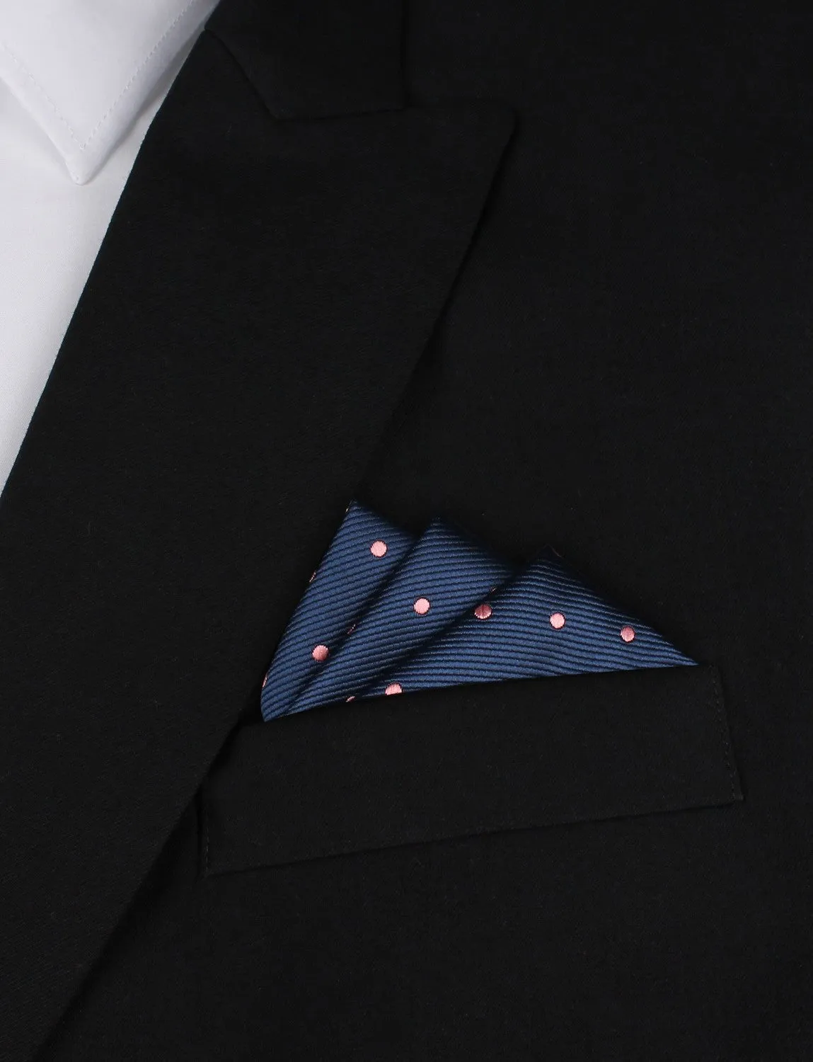 Navy Blue with Pink Polka Dots - Pocket Square sold by OTAA product image thumbnail 3