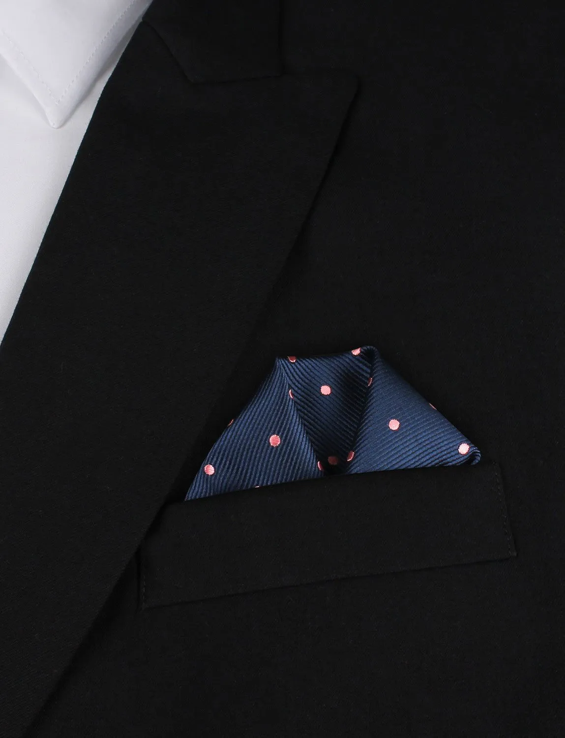 Navy Blue with Pink Polka Dots - Pocket Square sold by OTAA product image thumbnail 4