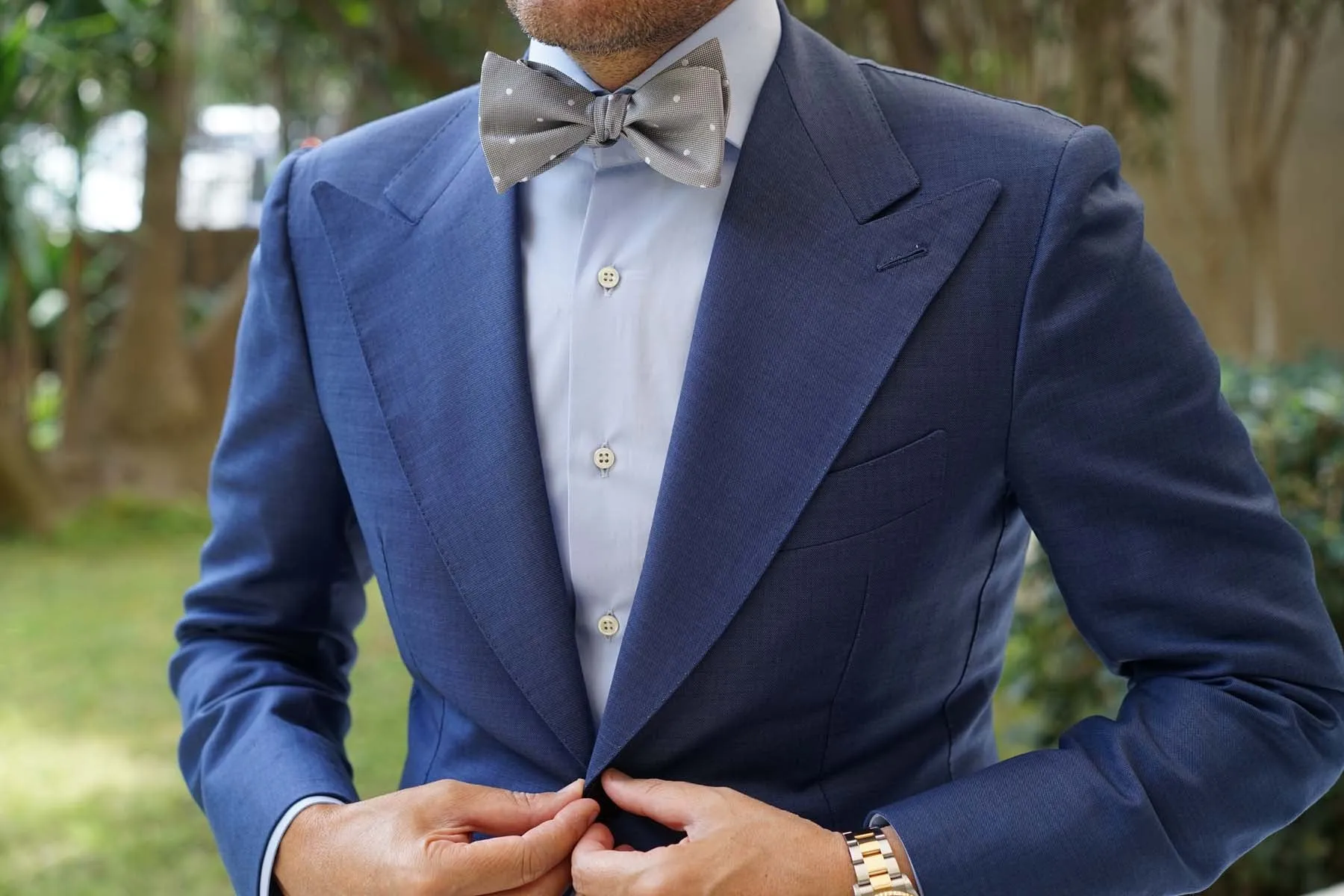 Grey with White Polka Dots - Bow Tie (Untied) sold by OTAA product image thumbnail 4