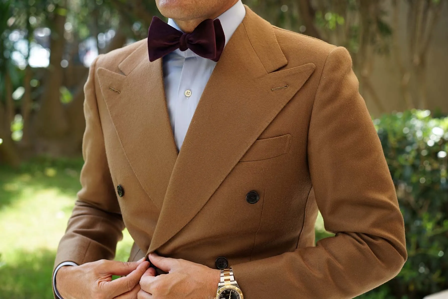 Bond Burgundy Velvet Self Bow Tie sold by OTAA product image thumbnail 4