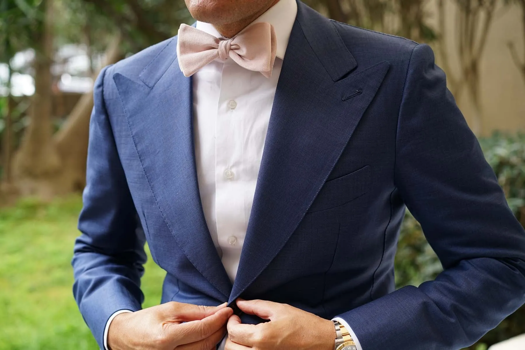 Blush Pink Velvet Self Bow Tie sold by OTAA product image thumbnail 4