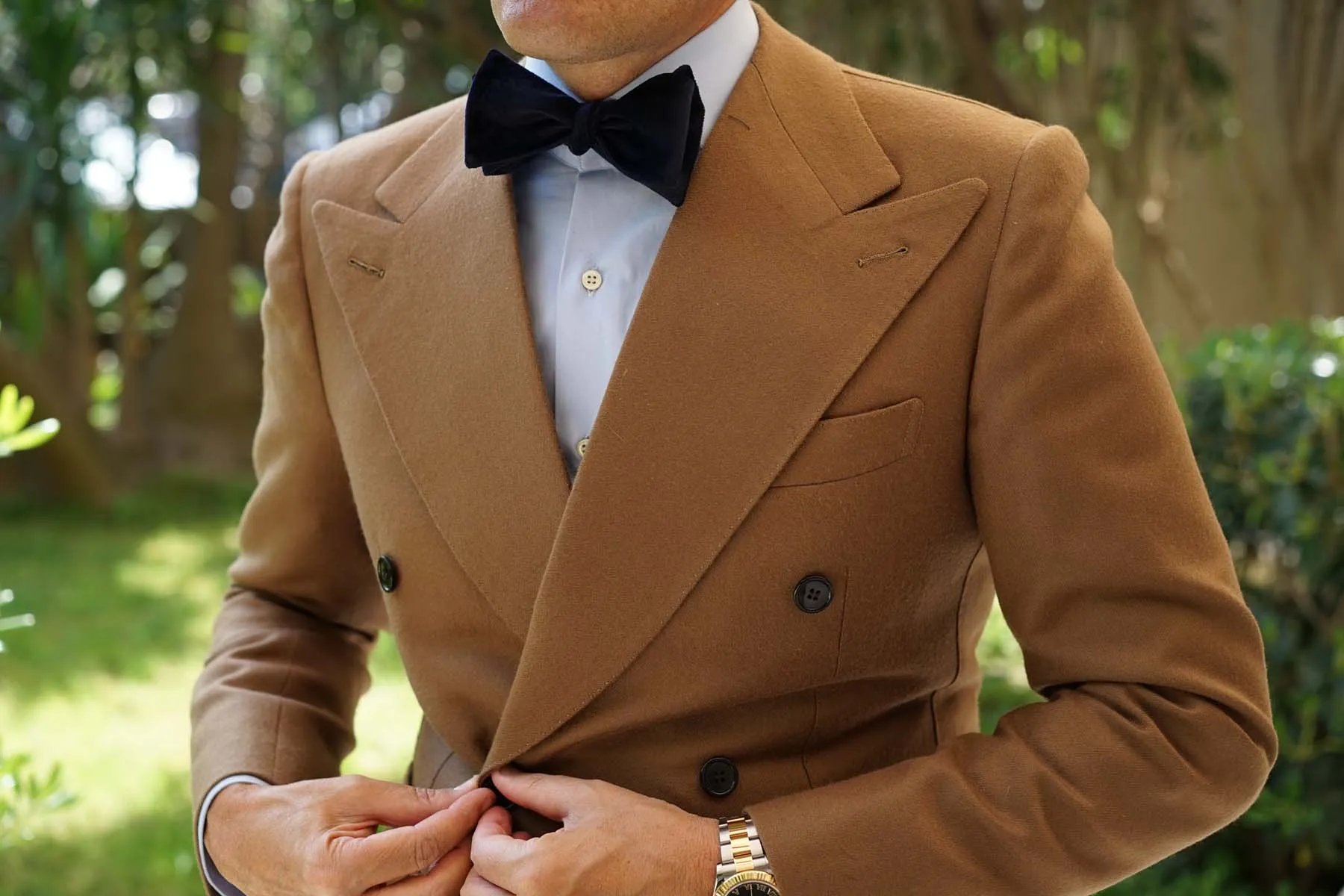 Navy Blue Bond Velvet Self Bow Tie sold by OTAA product image thumbnail 4