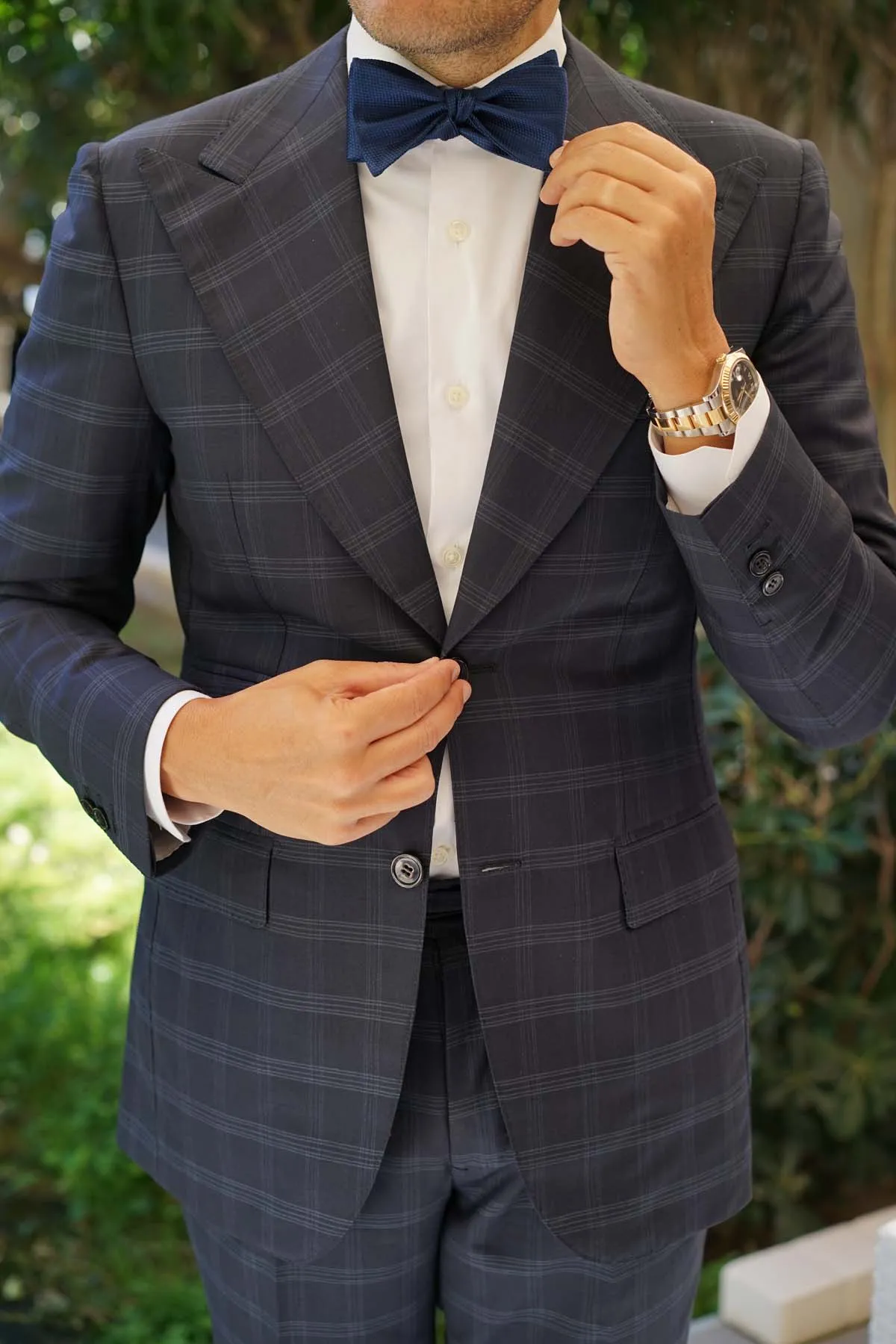 Indigo Navy Honeycomb Self Bow Tie sold by OTAA product image thumbnail 5