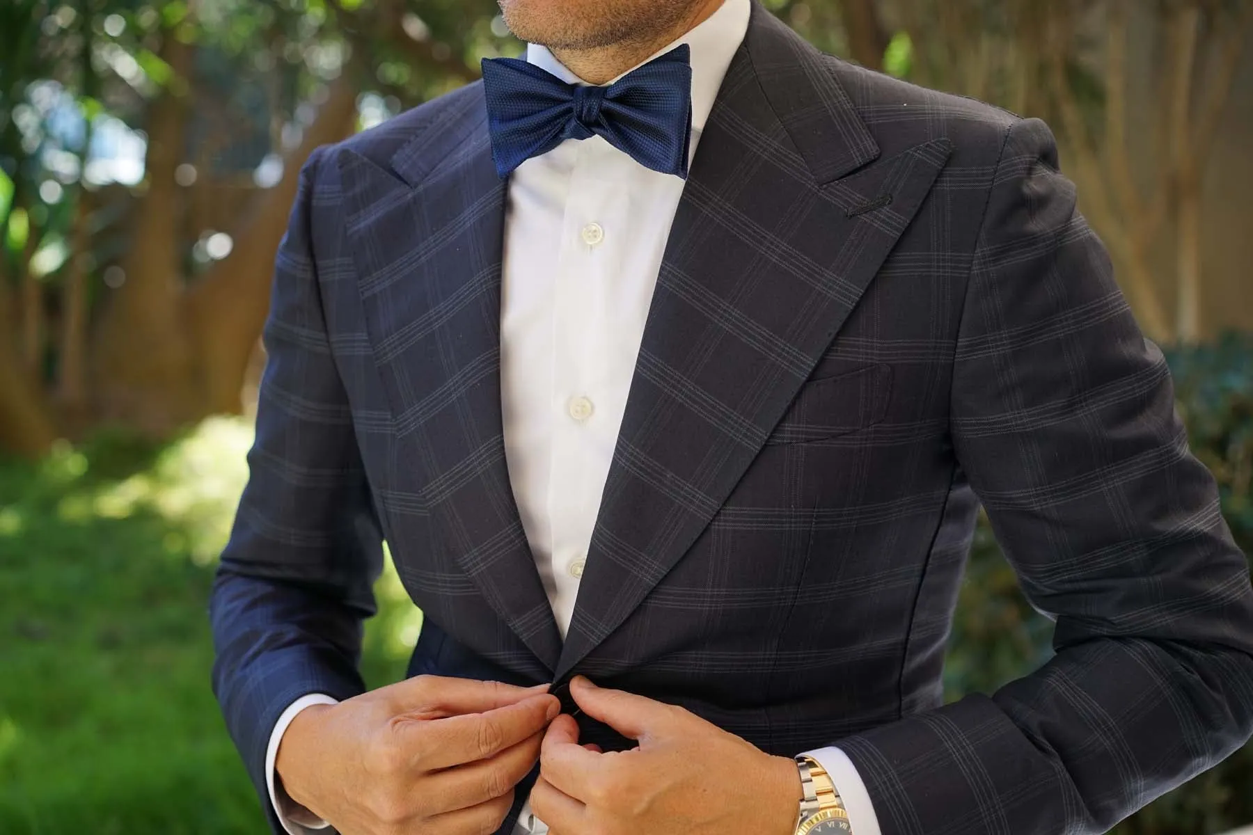 Indigo Navy Honeycomb Self Bow Tie sold by OTAA product image thumbnail 4