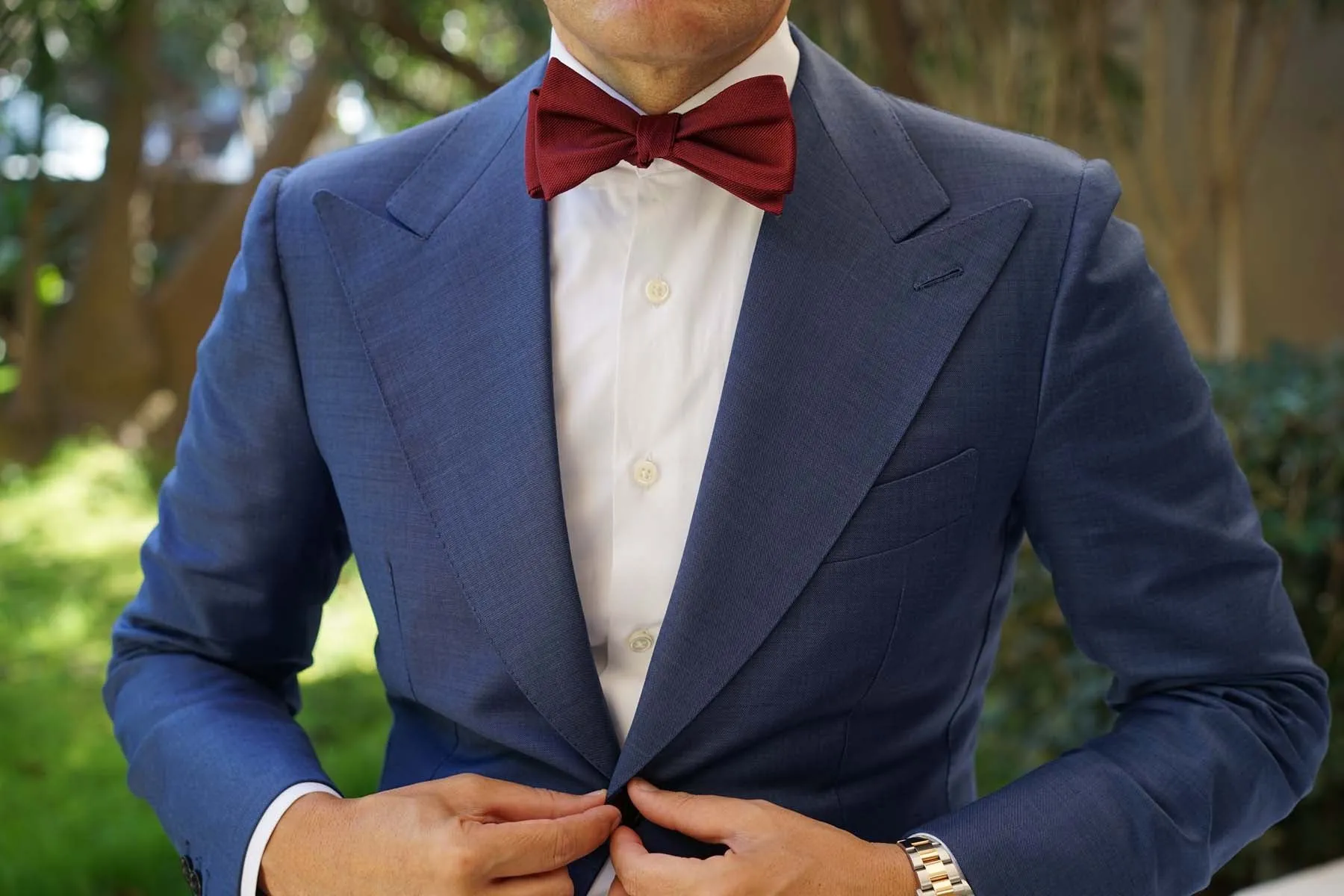 Burgundy Weave Self Bow Tie sold by OTAA product image thumbnail 4