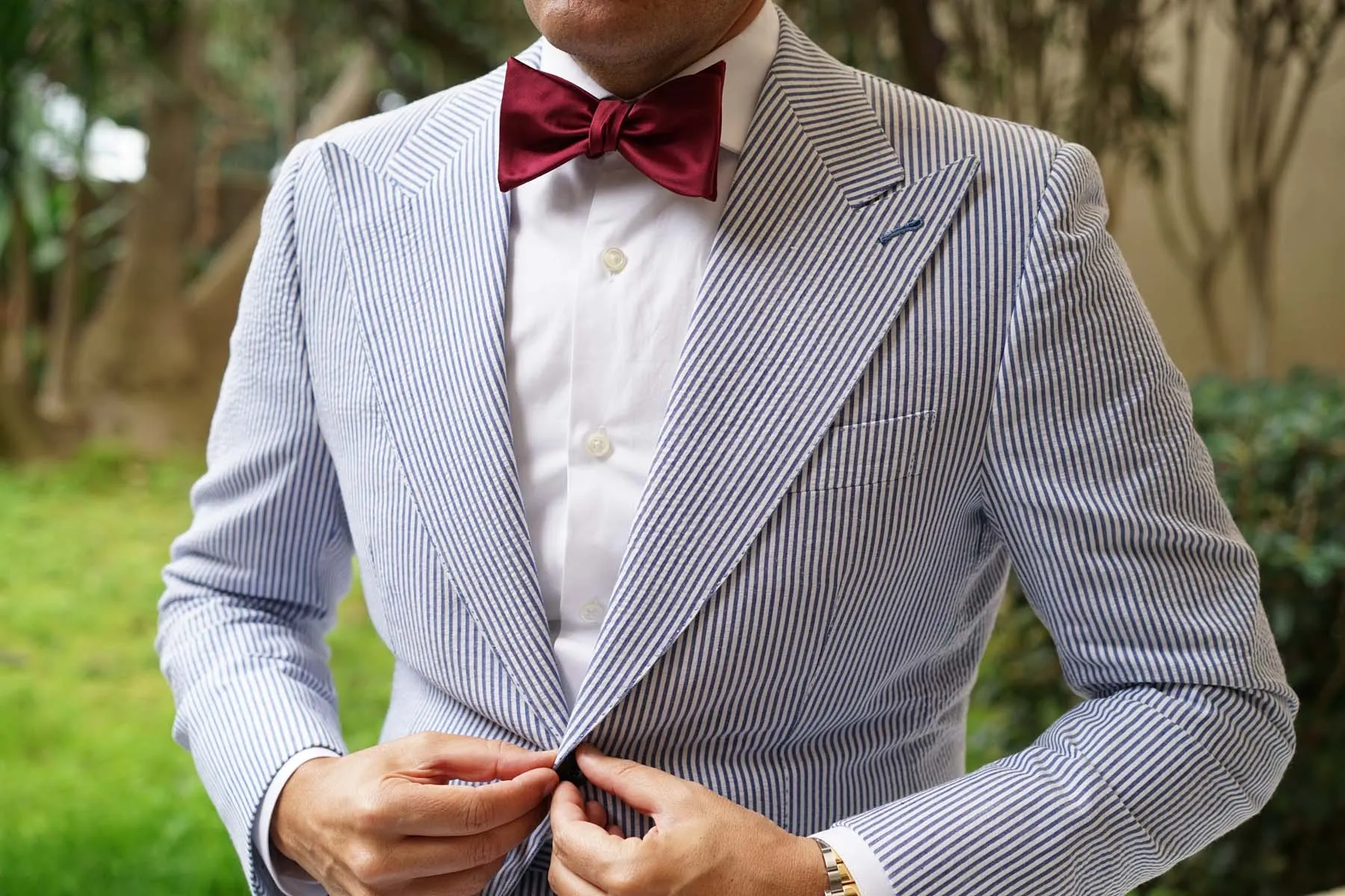 Burgundy Satin Self Bow Tie sold by OTAA product image thumbnail 4