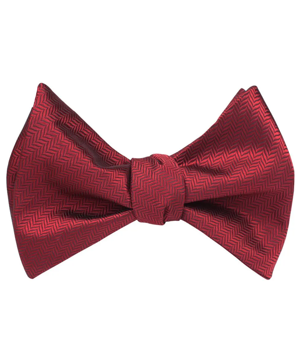 Burgundy Herringbone Self Bow Tie sold by OTAA product image thumbnail 2