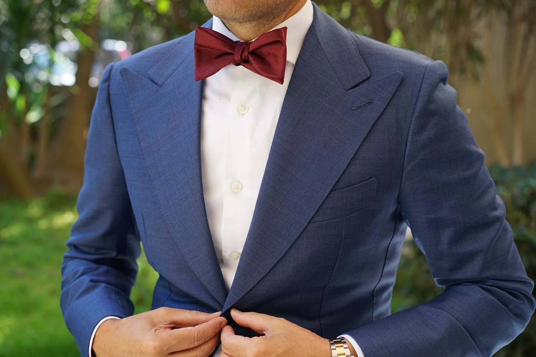 Burgundy Herringbone Self Bow Tie sold by OTAA product image thumbnail 4