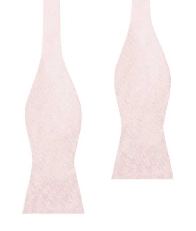 Blush Pink Herringbone Self Bow Tie made by OTAA