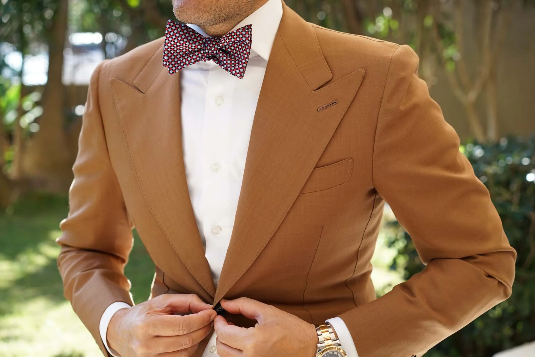 Navy and Light Blue Red Checkered - Bow Tie (Untied) sold by OTAA product image thumbnail 4