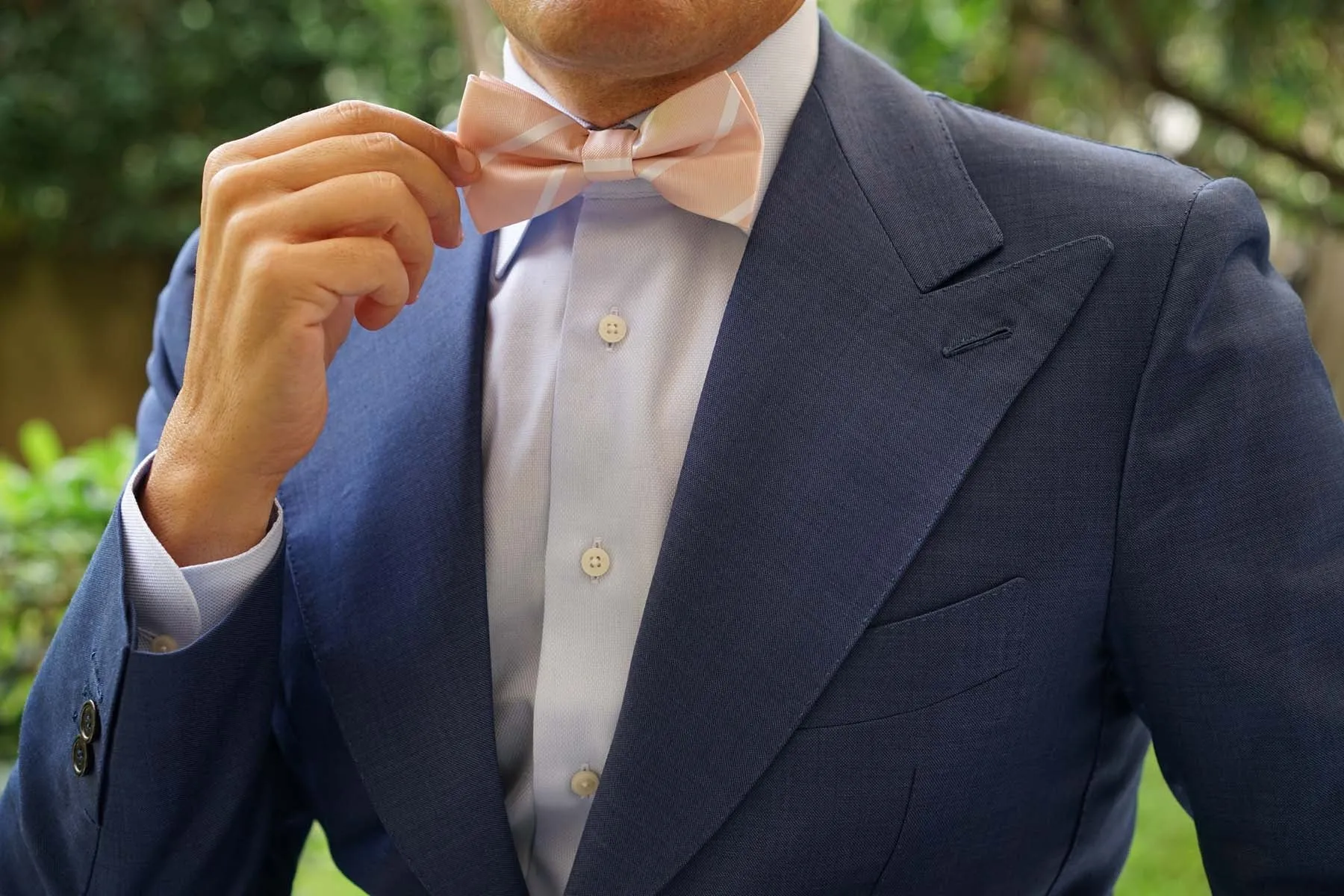 Blush Pink Striped Bow Tie sold by OTAA product image thumbnail 3