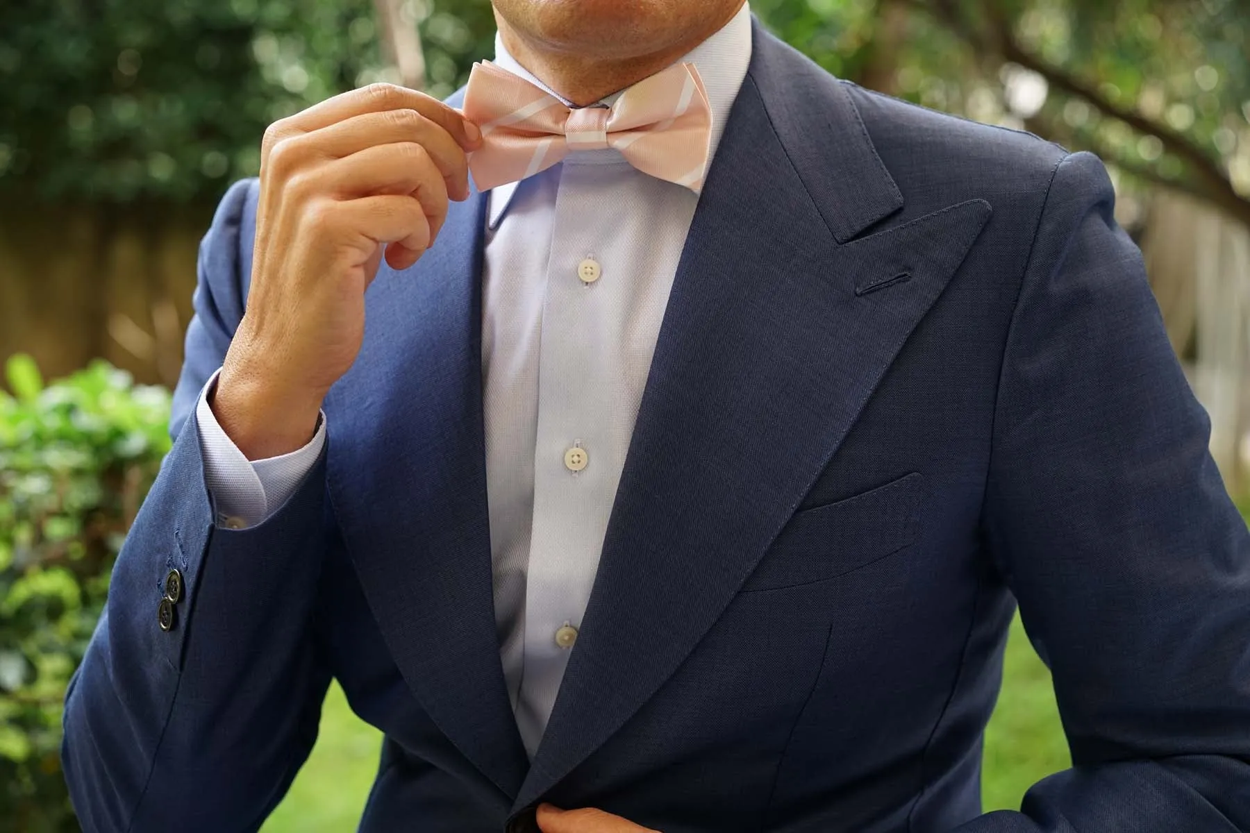 Blush Pink Striped Bow Tie sold by OTAA product image thumbnail 5