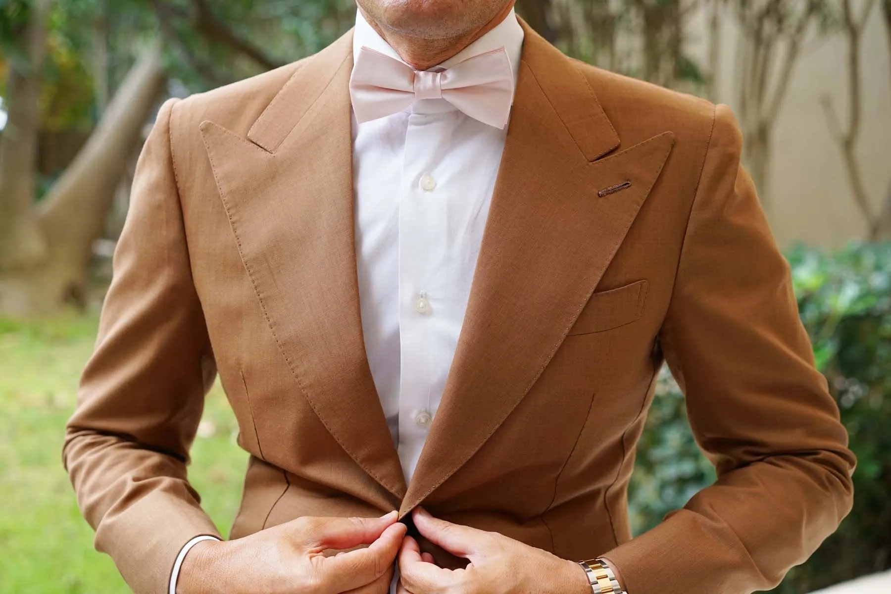Nude Pink Satin Bow Tie sold by OTAA product image thumbnail 5