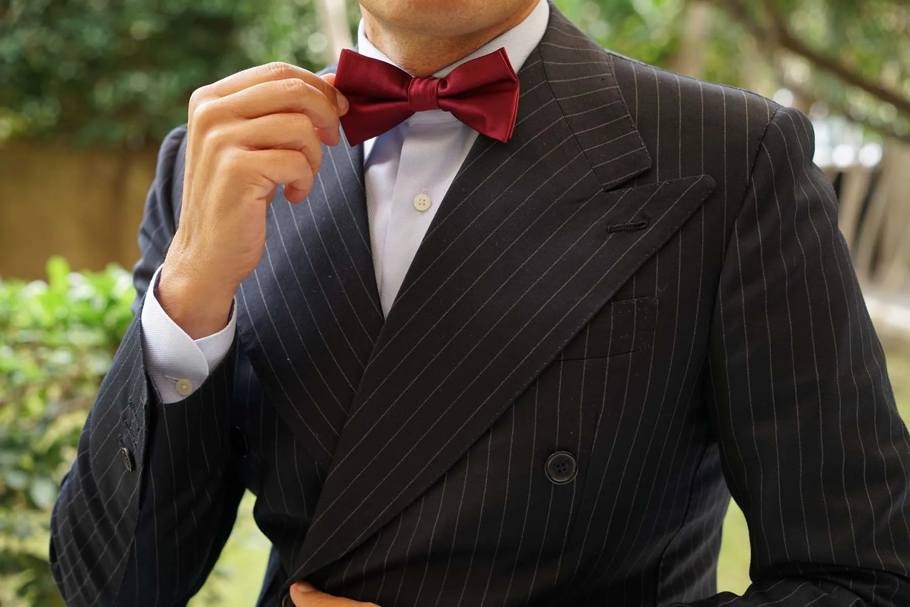 Burgundy Satin Bow Tie sold by OTAA product image thumbnail 3