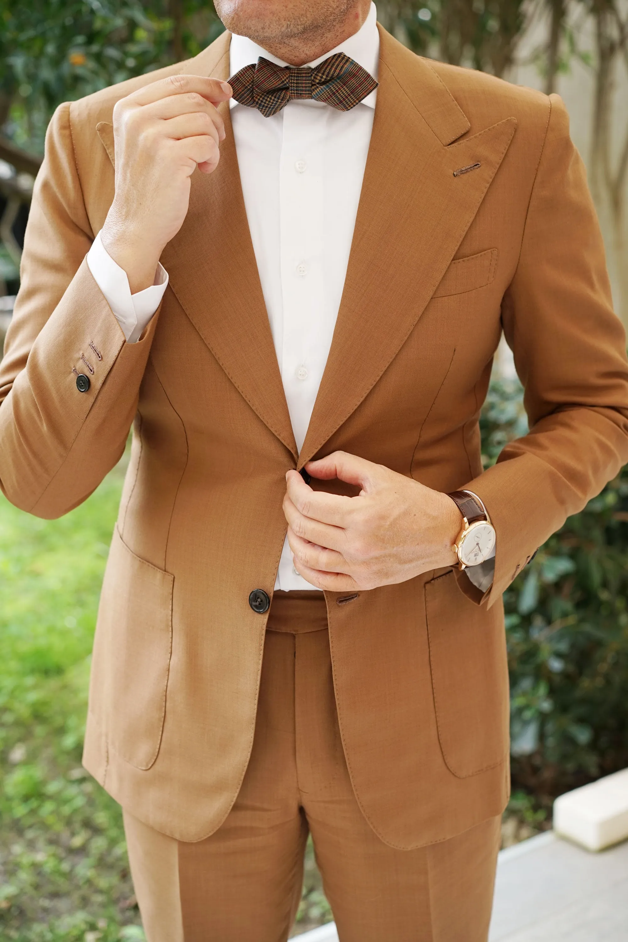 Prince of Wales Brown Diamond Bow Tie sold by OTAA product image thumbnail 4