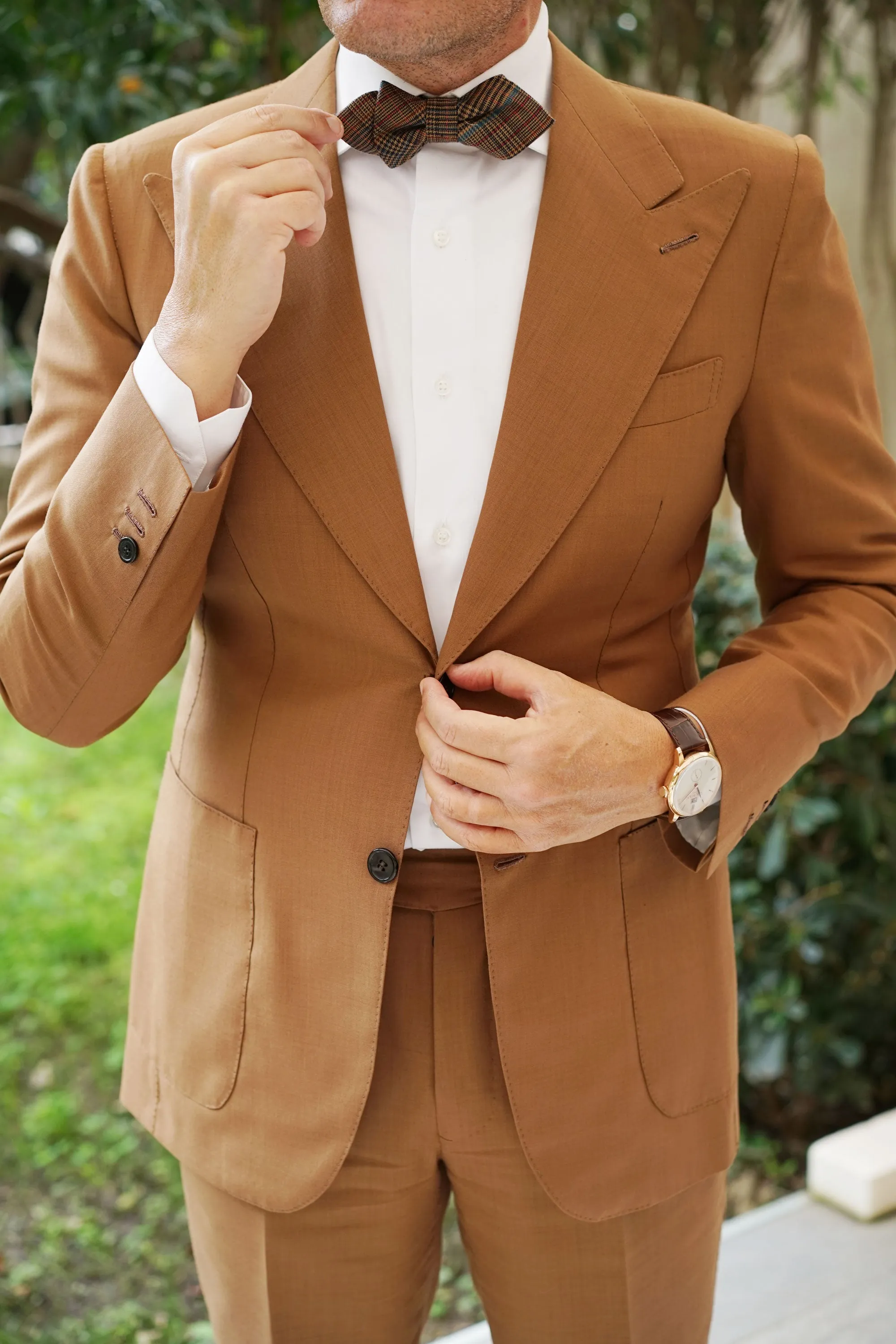 Prince of Wales Brown Diamond Bow Tie sold by OTAA product image thumbnail 5