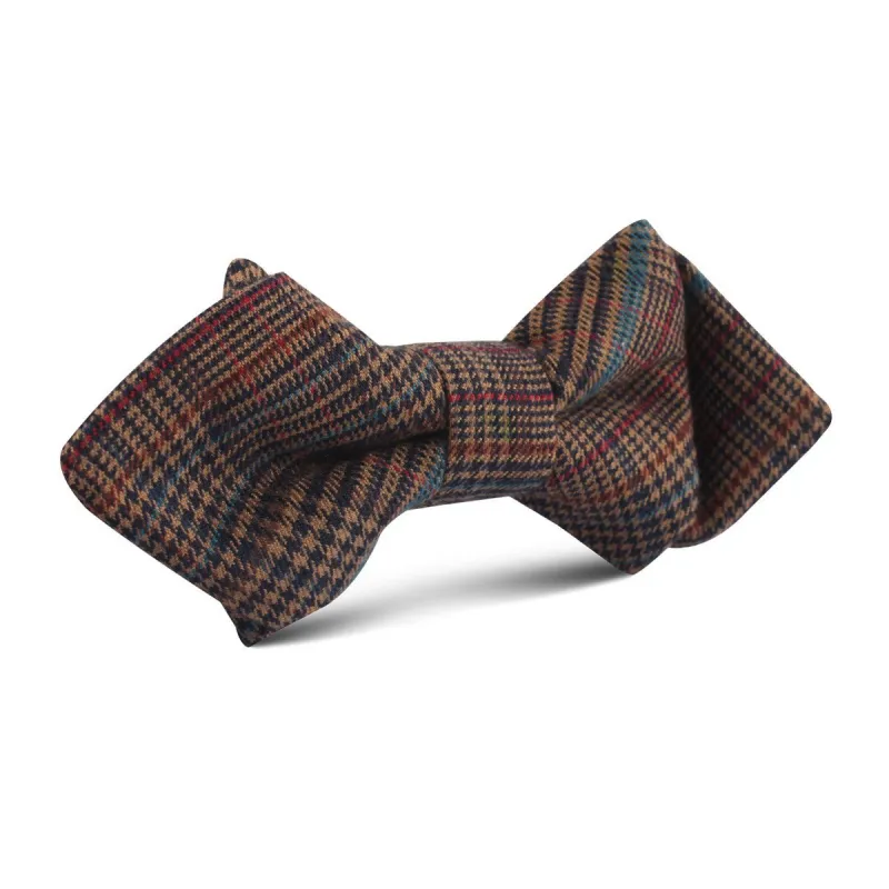 Prince of Wales Brown Diamond Bow Tie made by OTAA