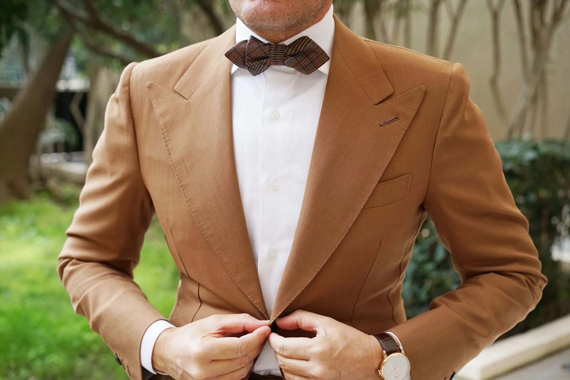 Prince of Wales Brown Diamond Bow Tie sold by OTAA product image thumbnail 3
