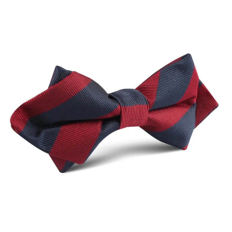 Burgundy & Navy Blue Stripes Diamond Bow Tie made by OTAA