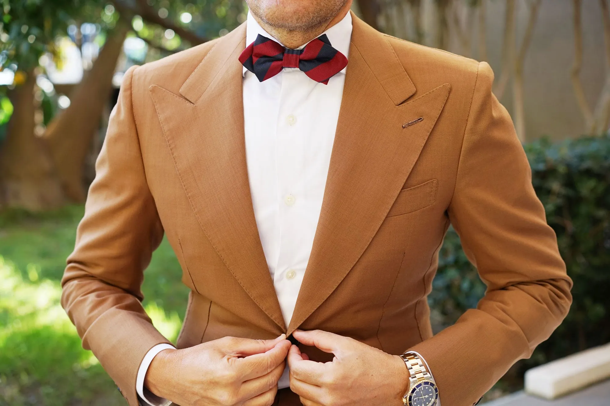 Burgundy & Navy Blue Stripes Diamond Bow Tie sold by OTAA product image thumbnail 5